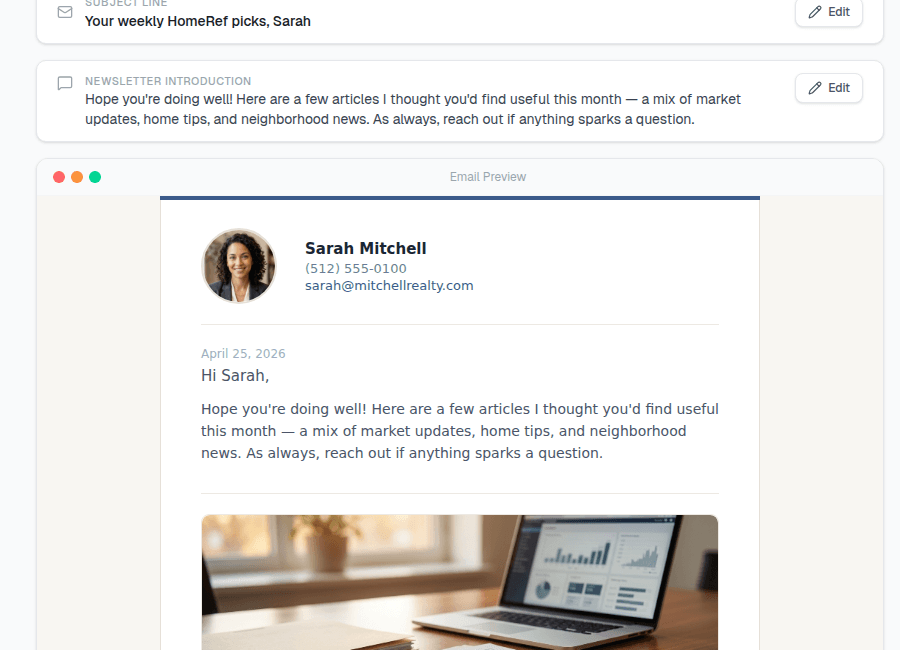 Branded newsletter preview